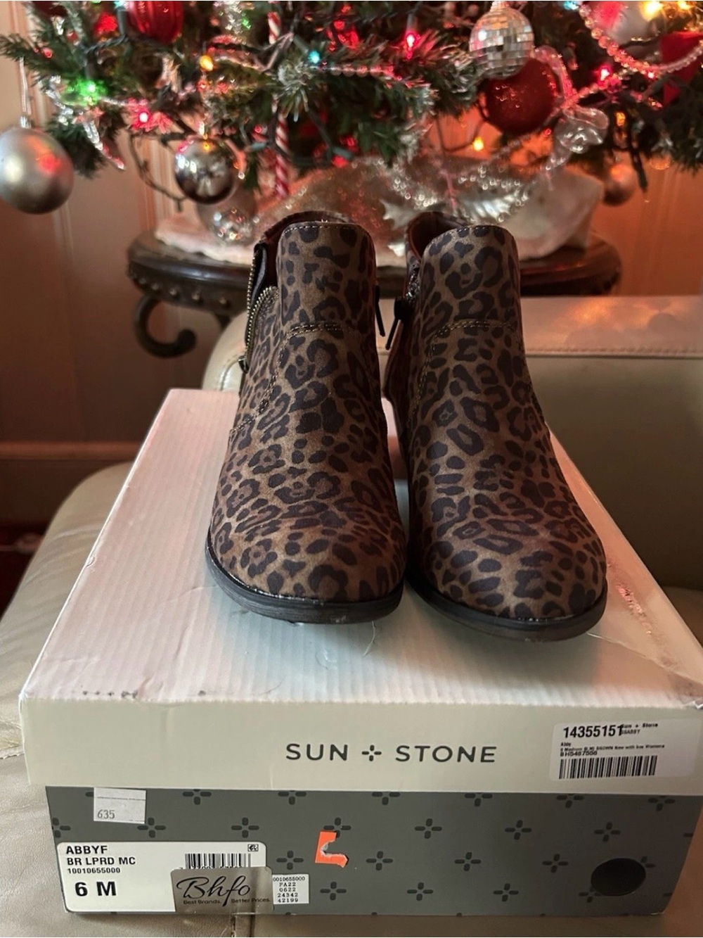 Sun + Stone Leopard Print Ankle Booties - Brown/Black